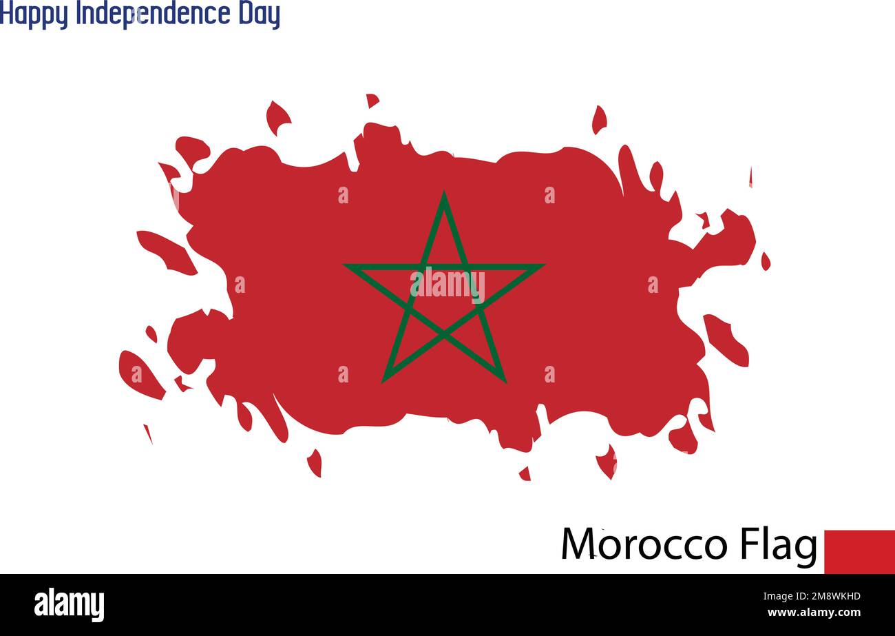 Morocco National Flag Artistic Grunge Brush Stroke Concept Vector Design Stock Vector