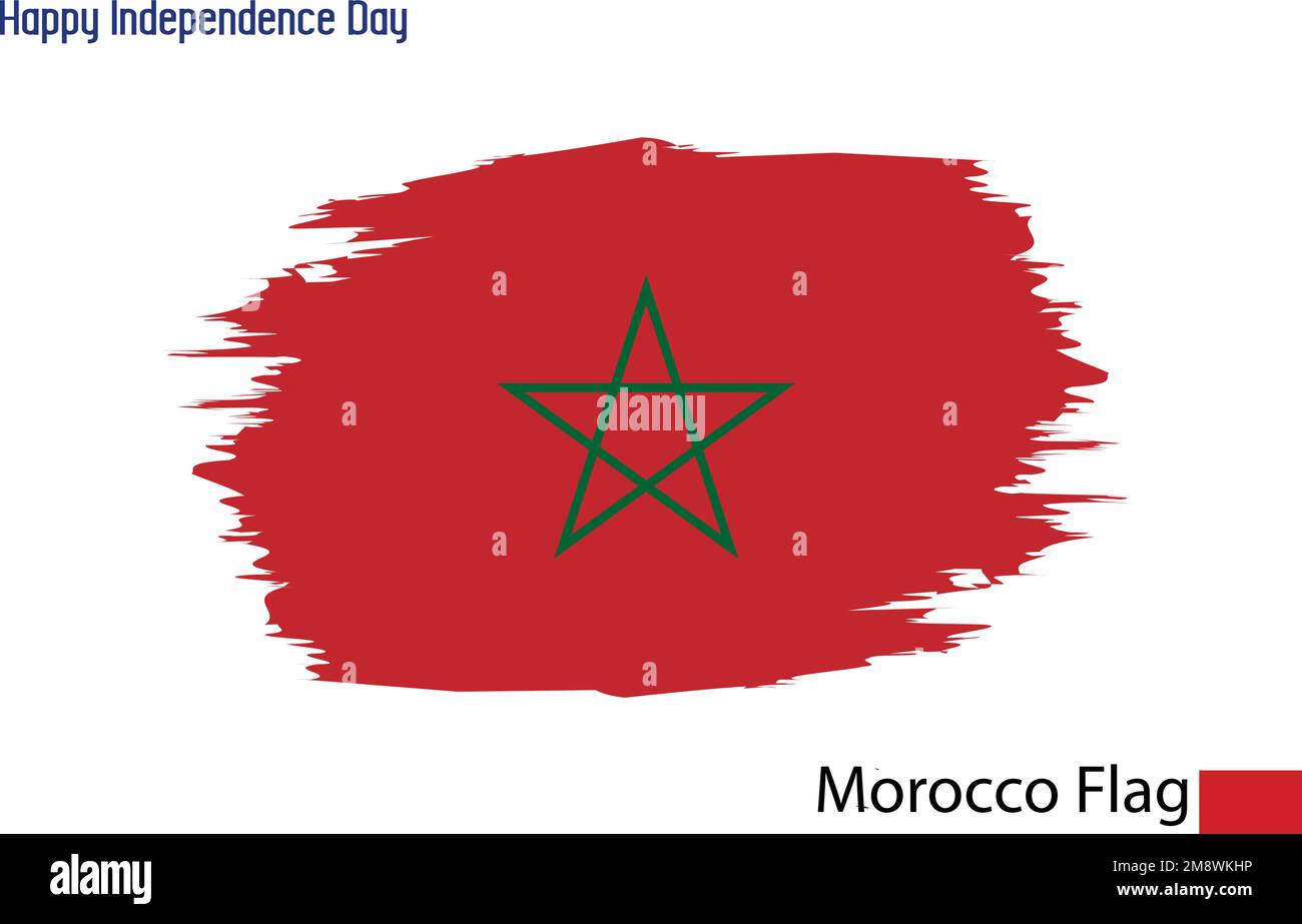 Morocco National Flag Artistic Grunge Brush Stroke Concept Vector Design Stock Vector