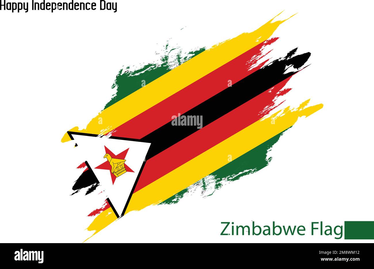 National Flag Flag of Zimbabwe Stock Vector Drawn with Brush Strokes Stock Vector