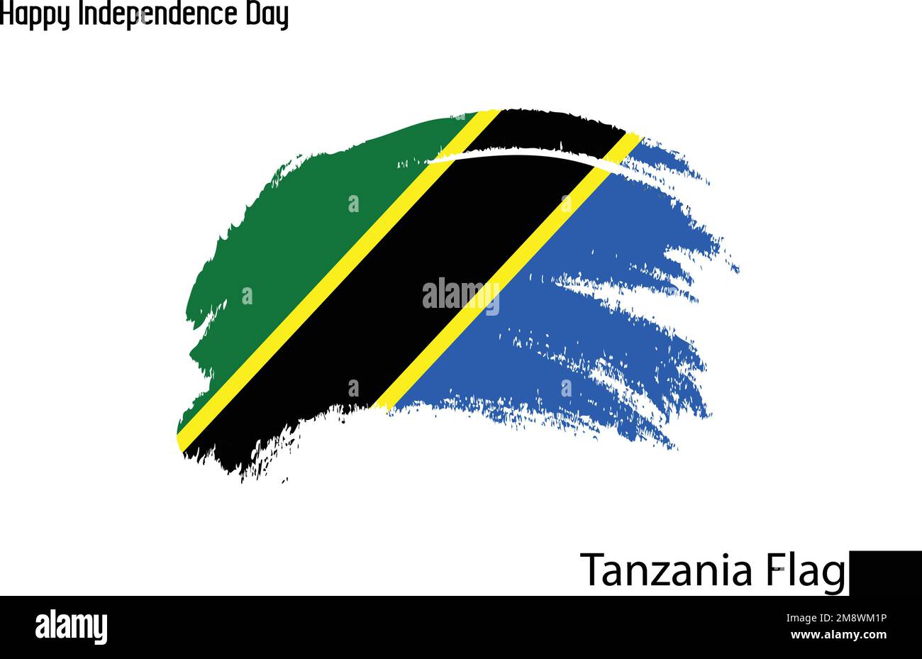 Tanzania National Flag Artistic Grunge Brush Stroke Concept Vector Design Stock Vector