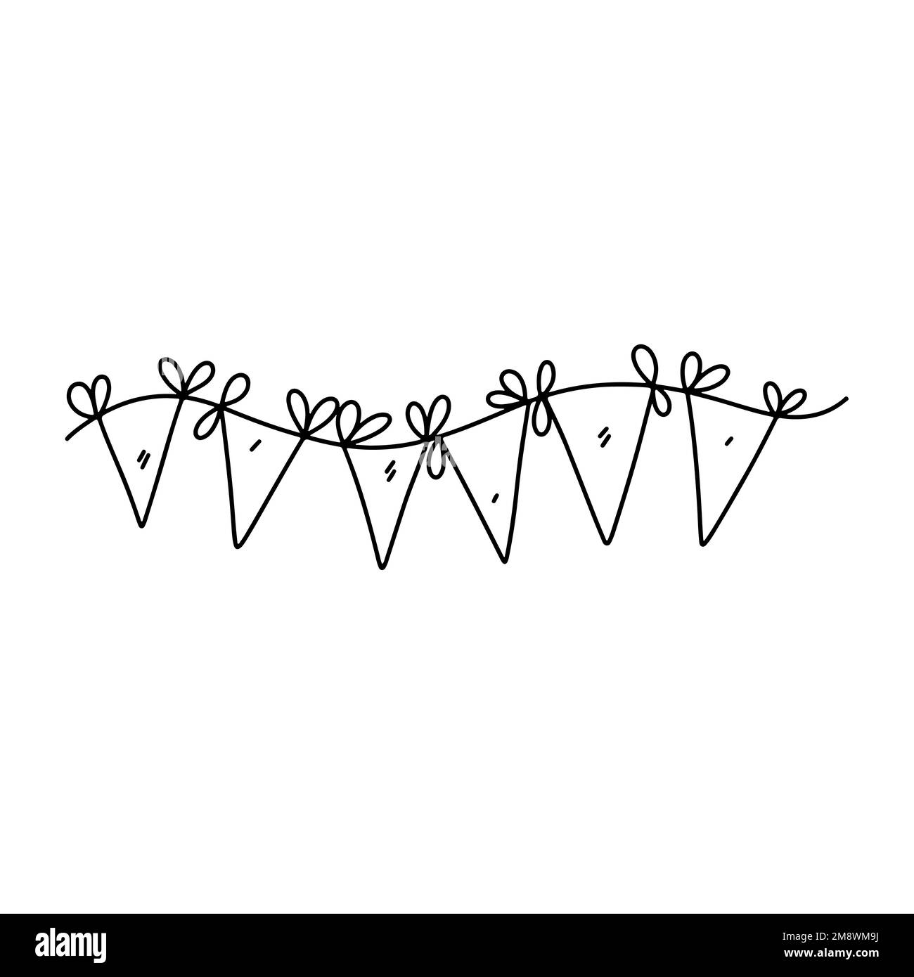 Garland of flags in hand drawn doodle style illustration. Vector ...