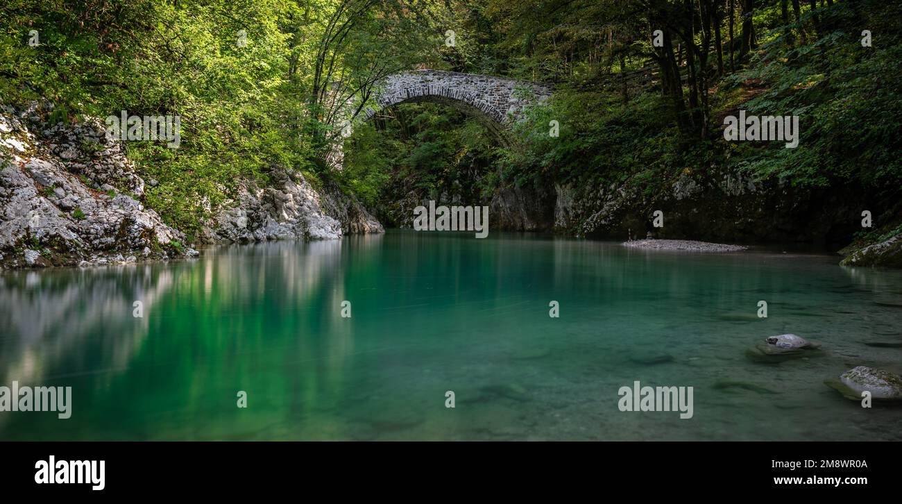 A natural view of the Napoleons Bridge over the Nadiza River in the ...