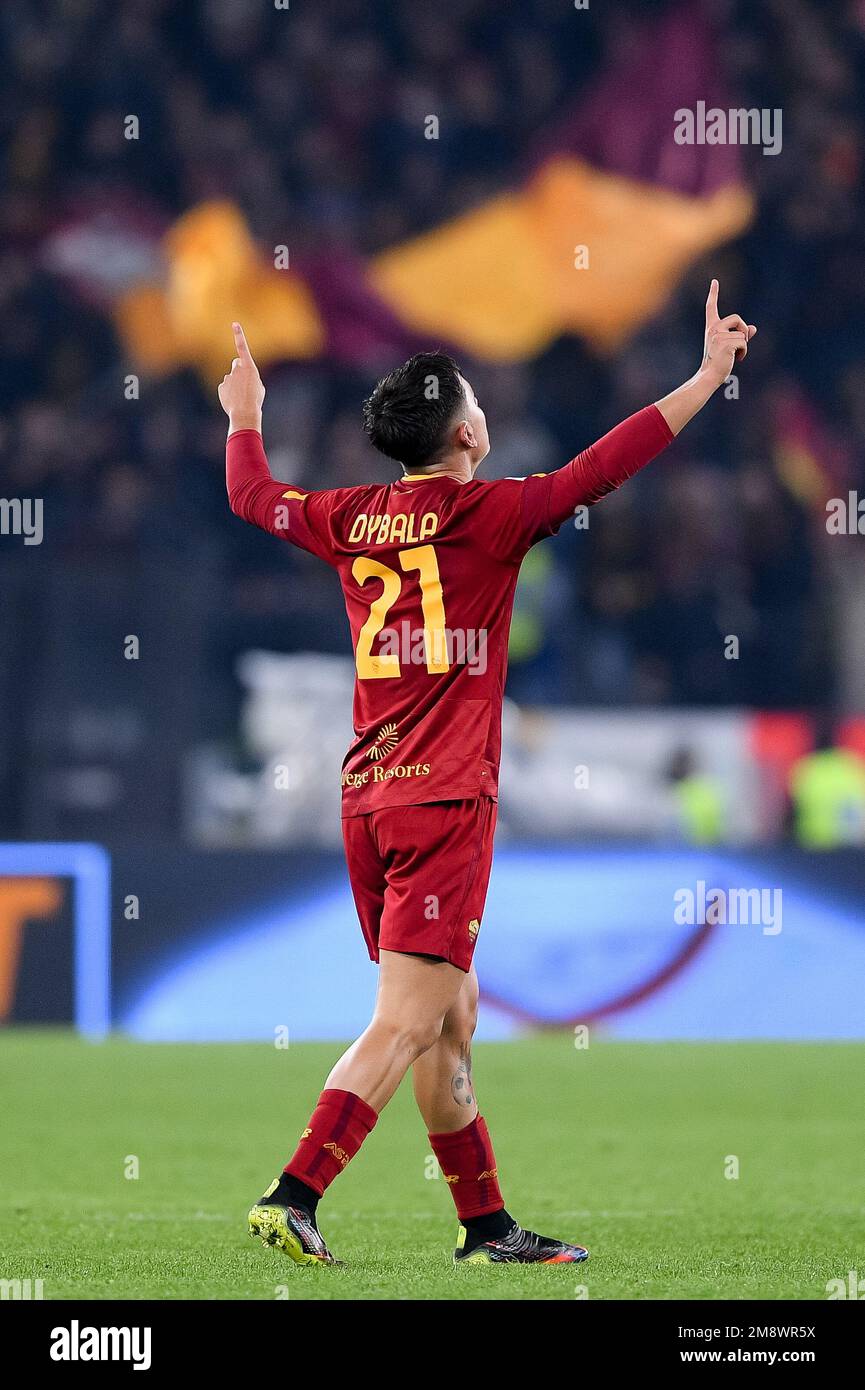 Roma, Italy. 12th Jan, 2023. Paulo Dybala of AS Roma celebrates