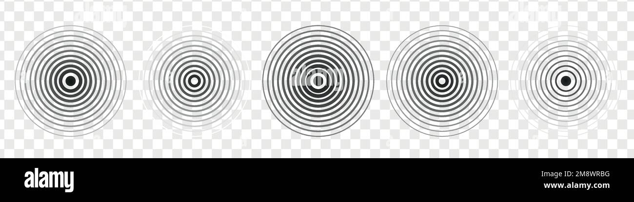 Sonar sound wave. Signal concentric circle. vibrations radial signal. Vector isolated illustration Stock Vector