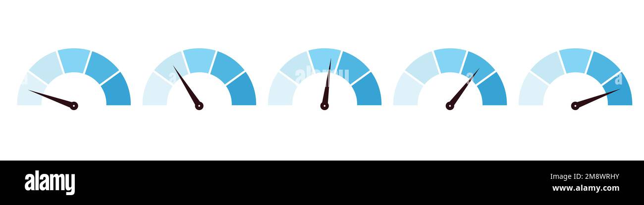 Blue scale meter with low, high and medium bar. Level risk graph or ...