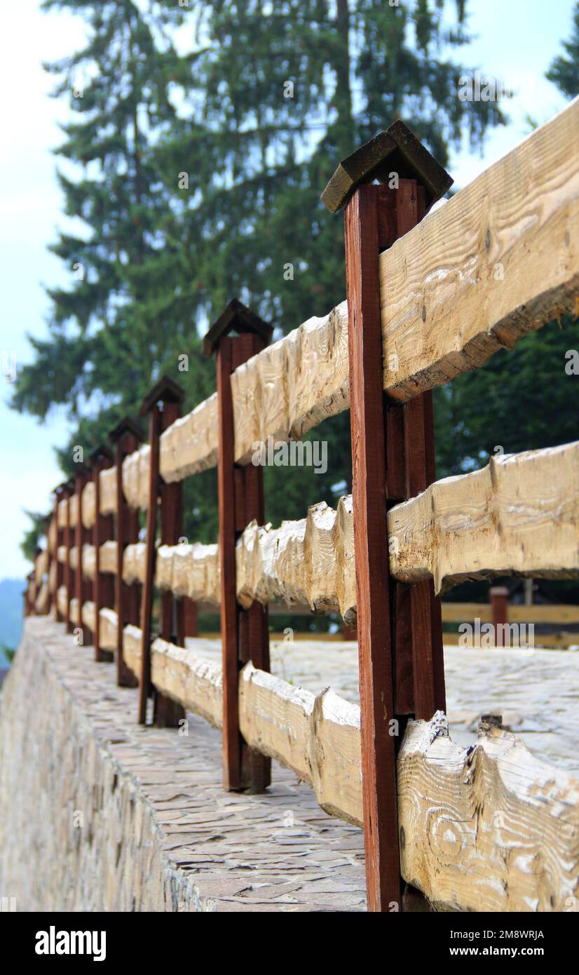 Wood Fence On A Stone Foundation For Vertical Story Stock Photo - Alamy