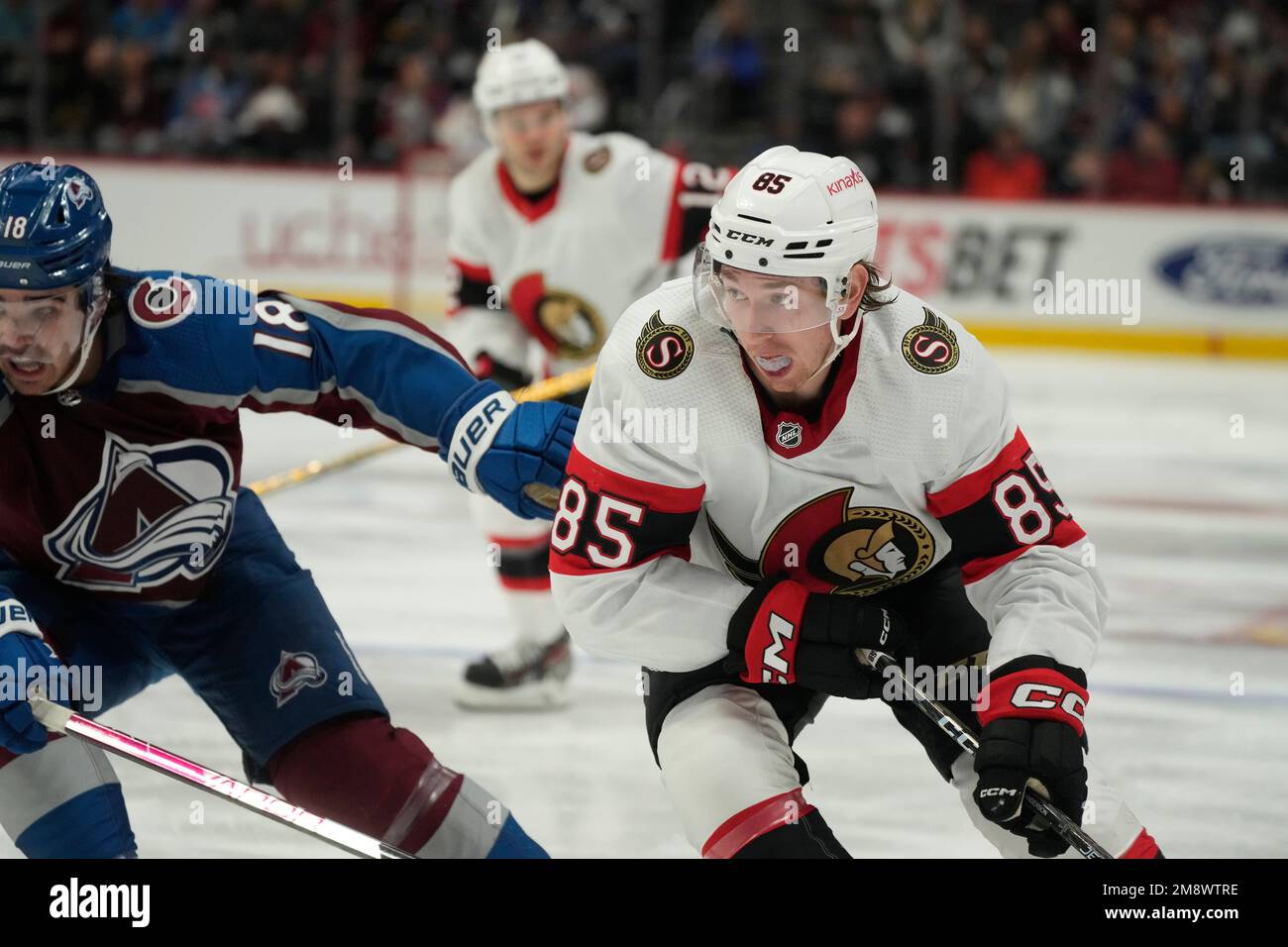 Ottawa Senators defenseman Jake Sanderson (85) in the second period of