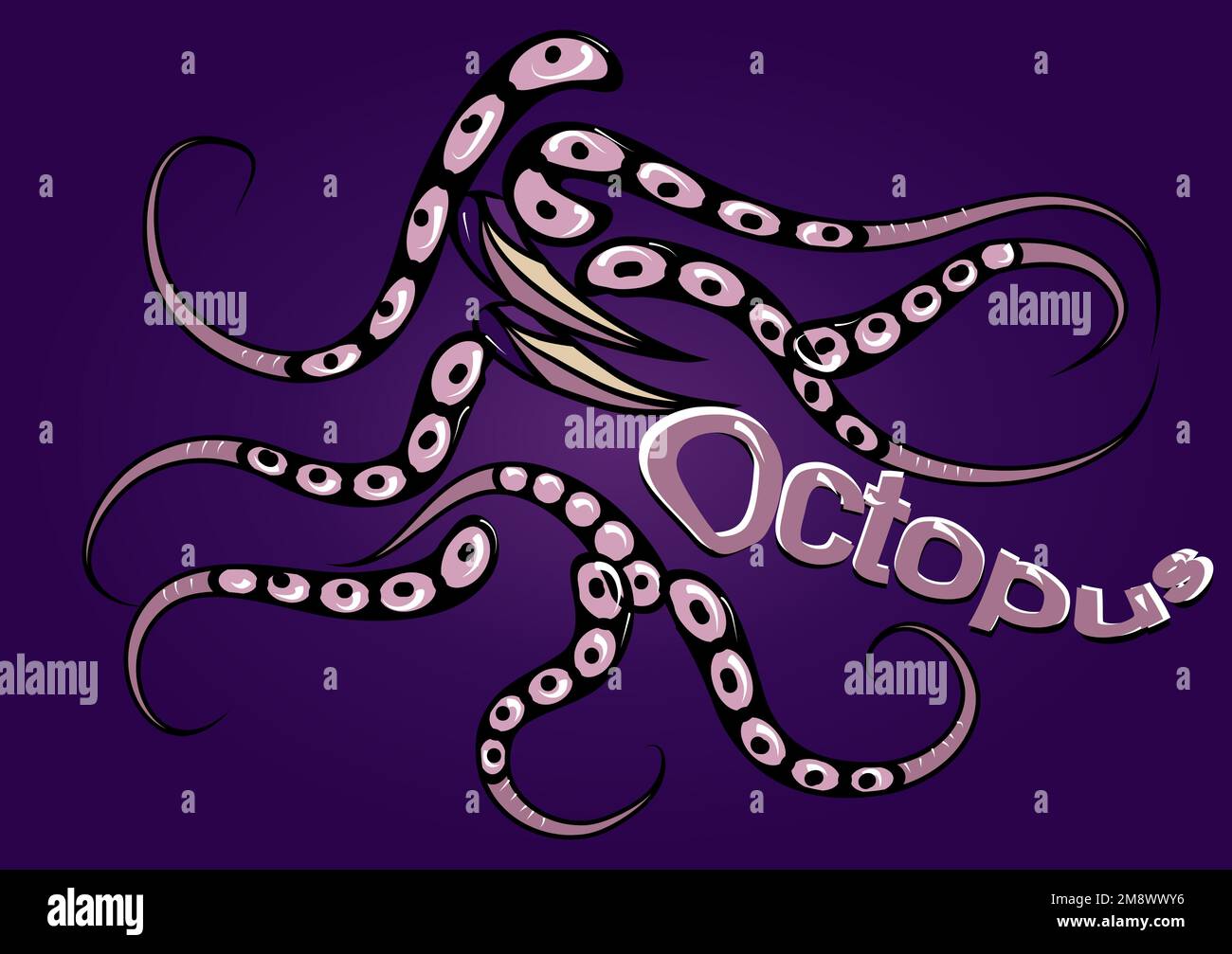 octopus abstract vector illustration on darck background Stock Vector