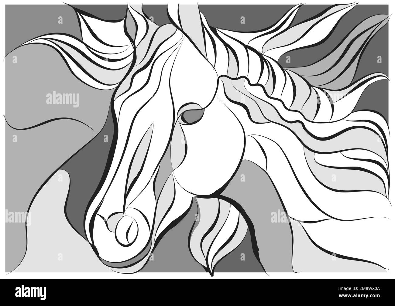 stained glass pattern horse abstract vector illustration Stock Vector