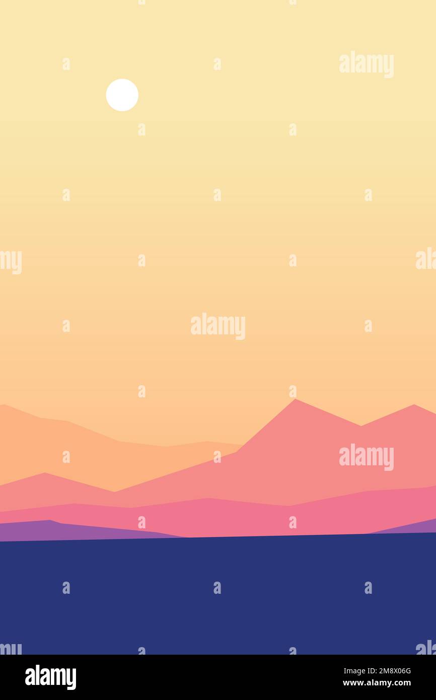 a calm colorful mountains landscape layer design Stock Vector