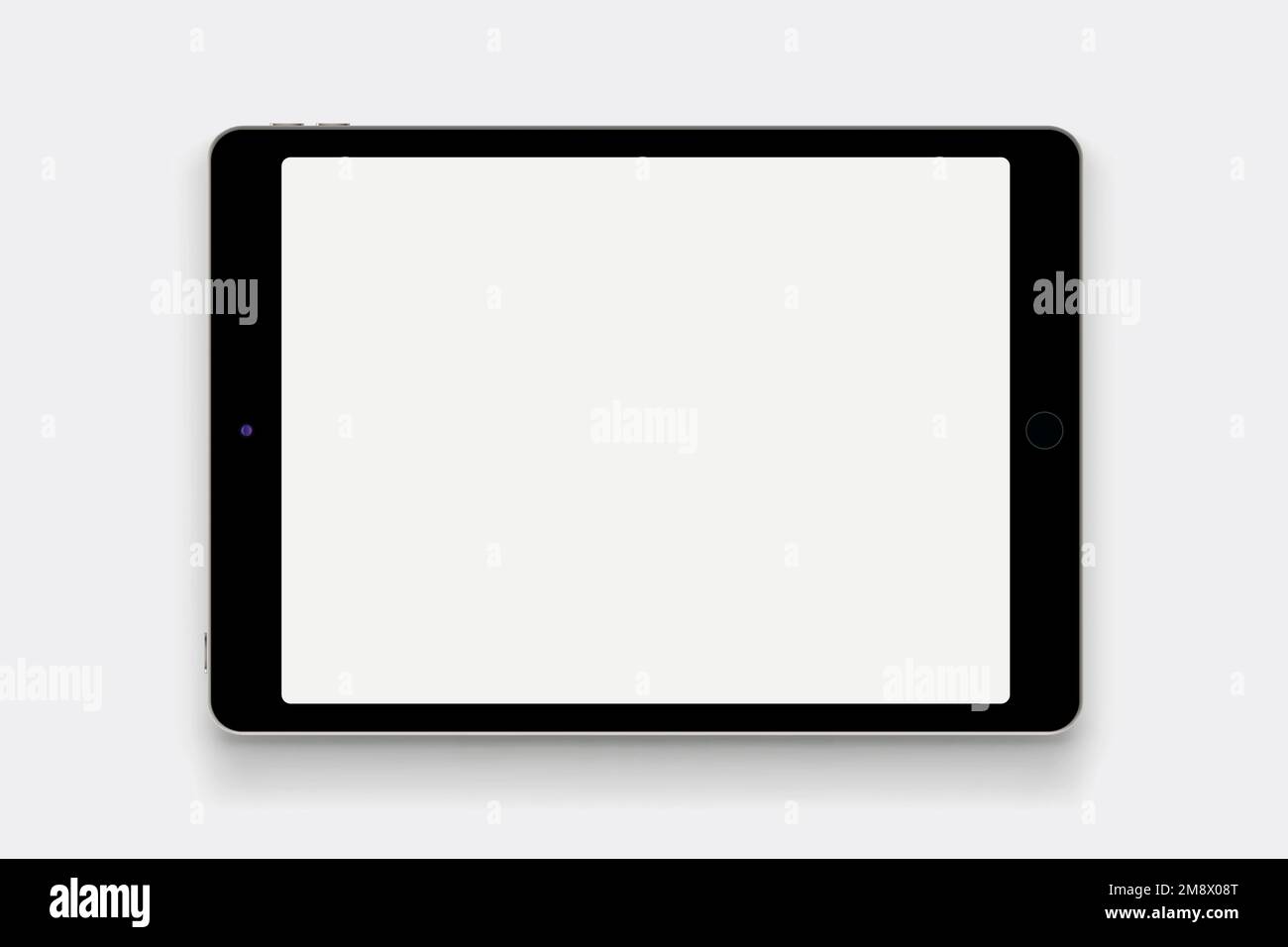 a realistic lying tablet on white backdrop Stock Vector