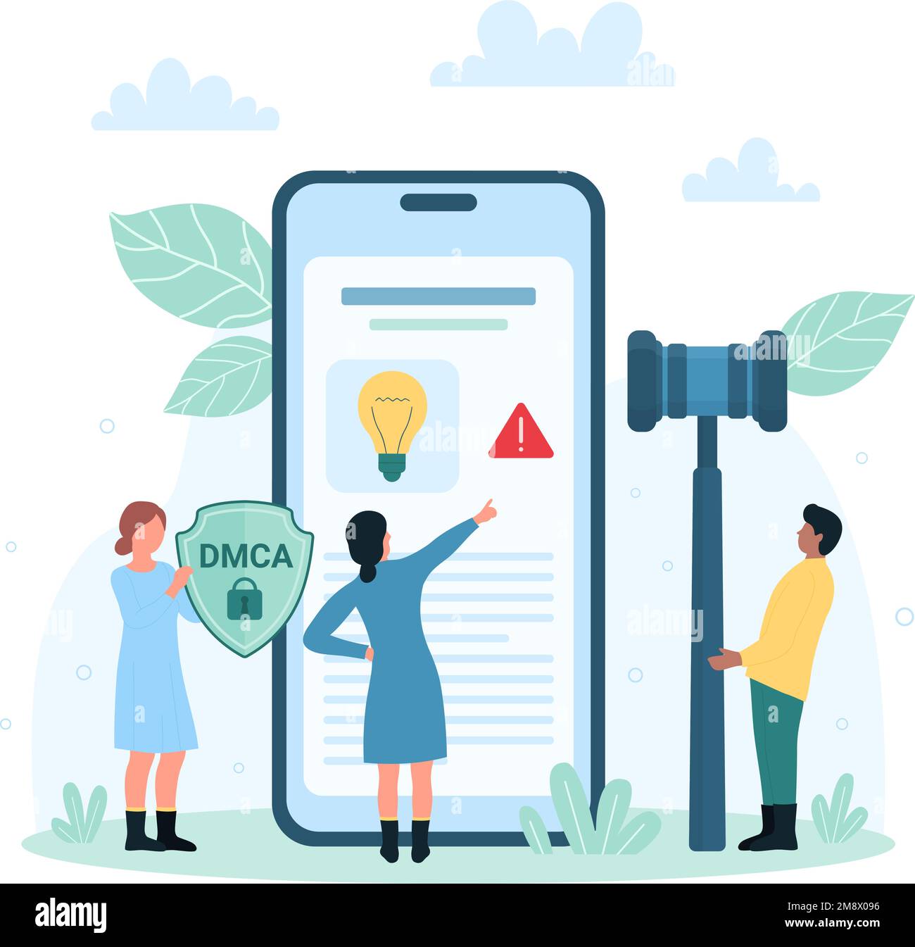 Intellectual property protection vector illustration. Cartoon tiny ...