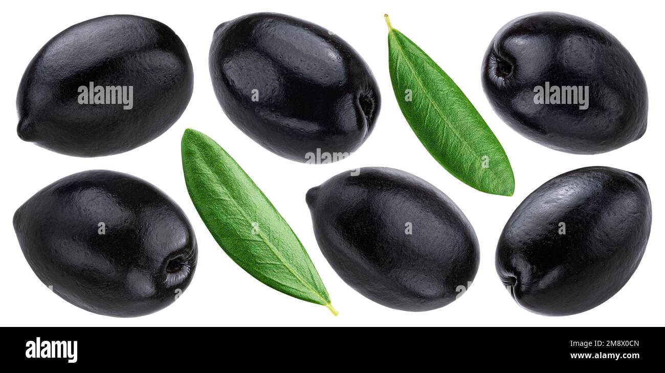 Black olives isolated on white background Stock Photo