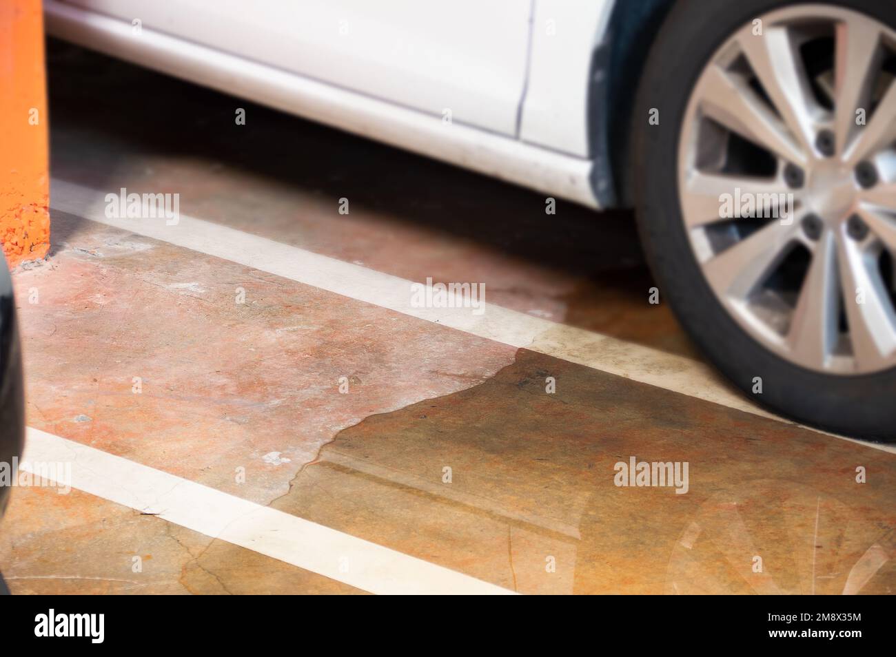 Parking flooded with water due to external leaks Stock Photo Alamy