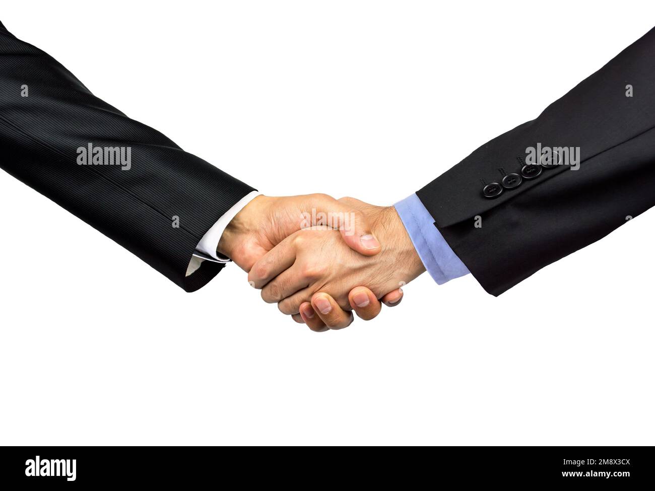 Businessmen shaking hands, isolated on white. Stock Photo
