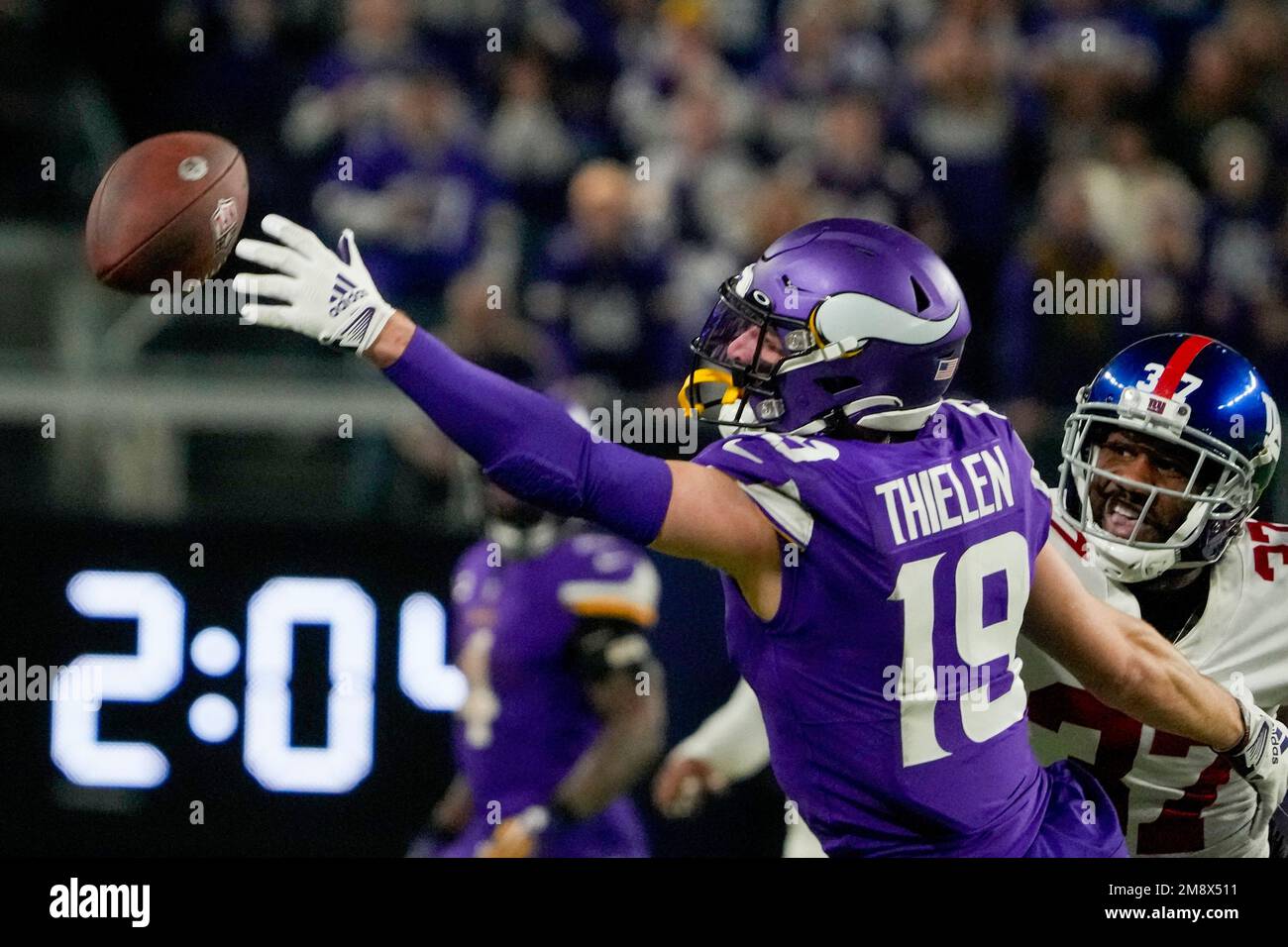 Minnesota Vikings' Adam Thielen can't catch a pass with New York