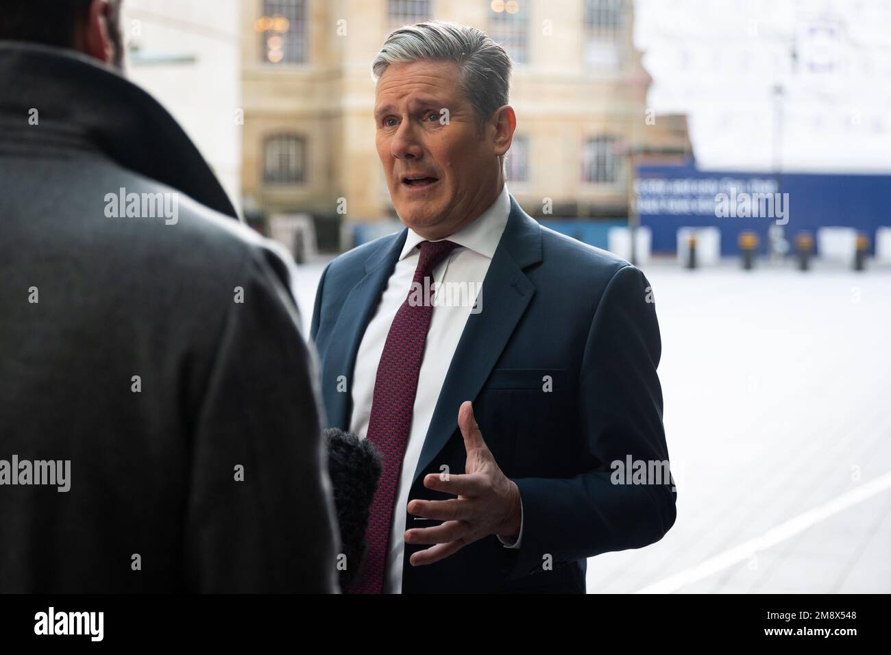 London Uk 15th Jan 2023 Keir Starmer Is Interviewed Outside Bbc