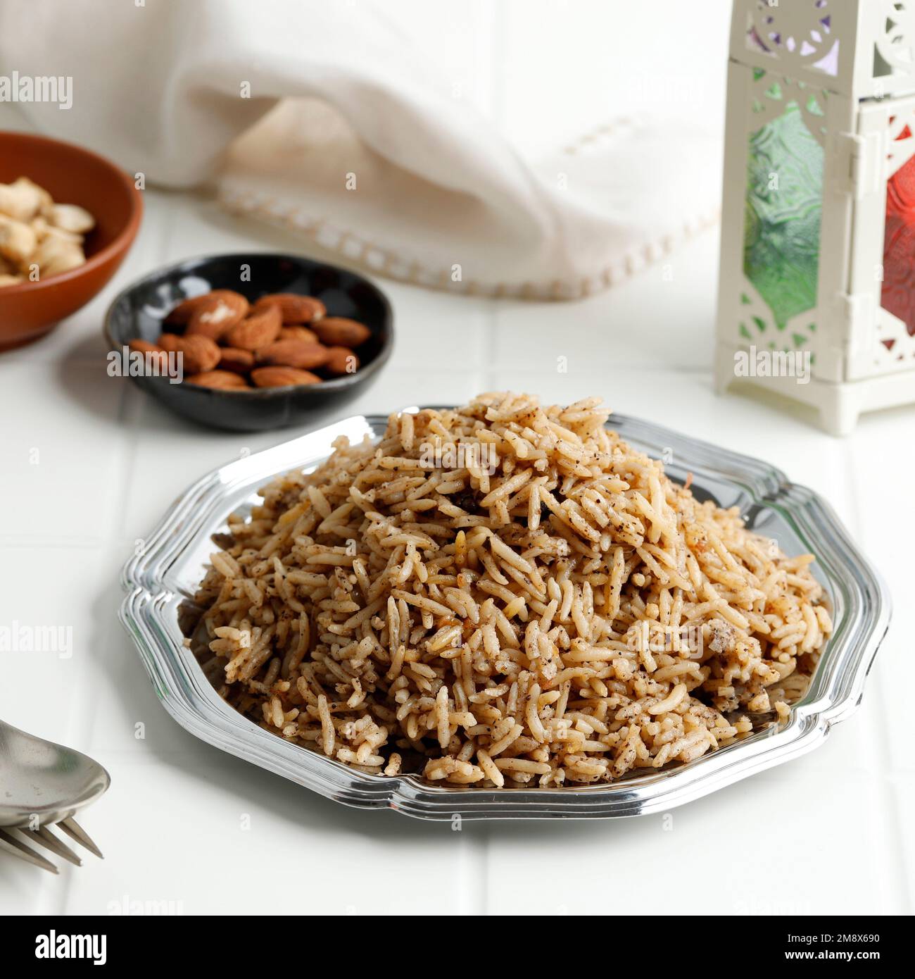 Basmati Spiced Rice Nasi Kebuli, Cumin or Jeera Rice. Popular Arab and