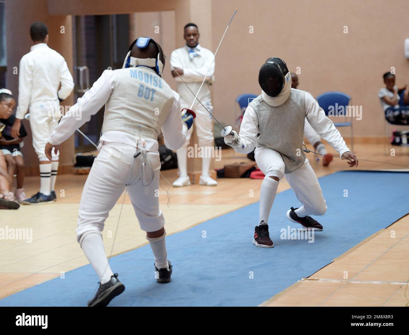 Gaborone, Botswana. 14th Jan, 2023. Fencers compete during the Botswana