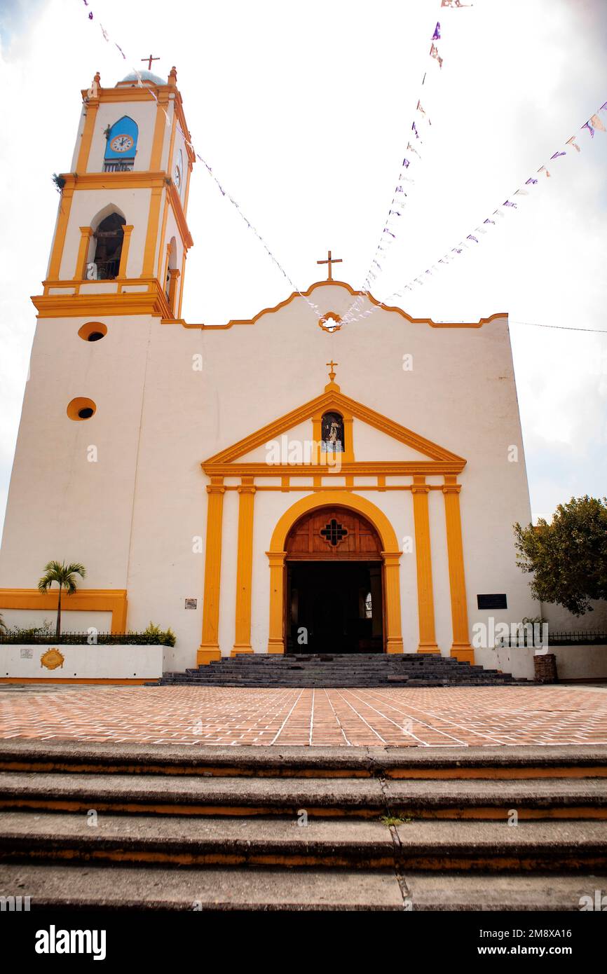 Parish of Nuestra Señora de la Asuncion located in the center of Papantla Veracruz. Stock Photo