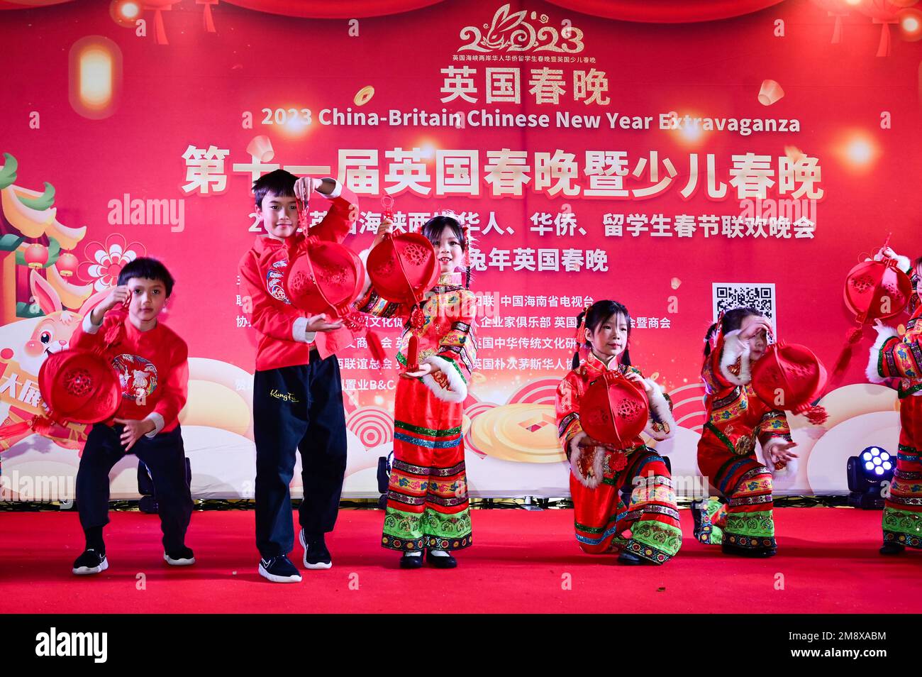 London, England, UK. January 15 2023. Openiong dance - Year of the Rabbit performs at the 2023 China-Britian - Chinese New Year Extravaganza at Bridge courtyard. Credit: See Li/Picture Capital/Alamy Live News Stock Photo