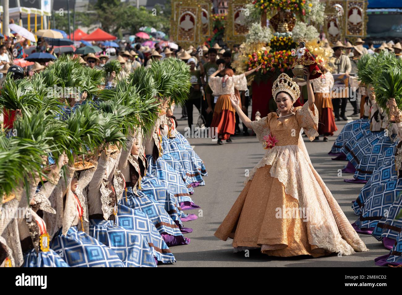 Sinulog Festival Street dancers during the 2023 Grande Parade, Cebu City, Philippines Stock Photo