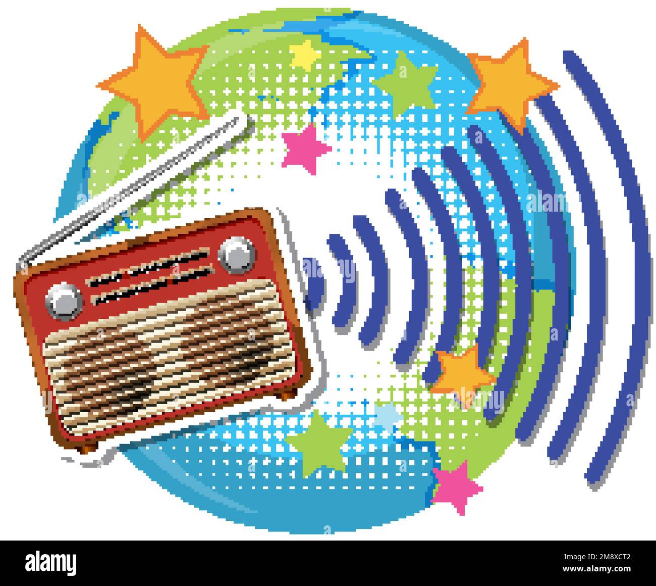 Vintage transistor radio cartoon illustration Stock Vector Image & Art