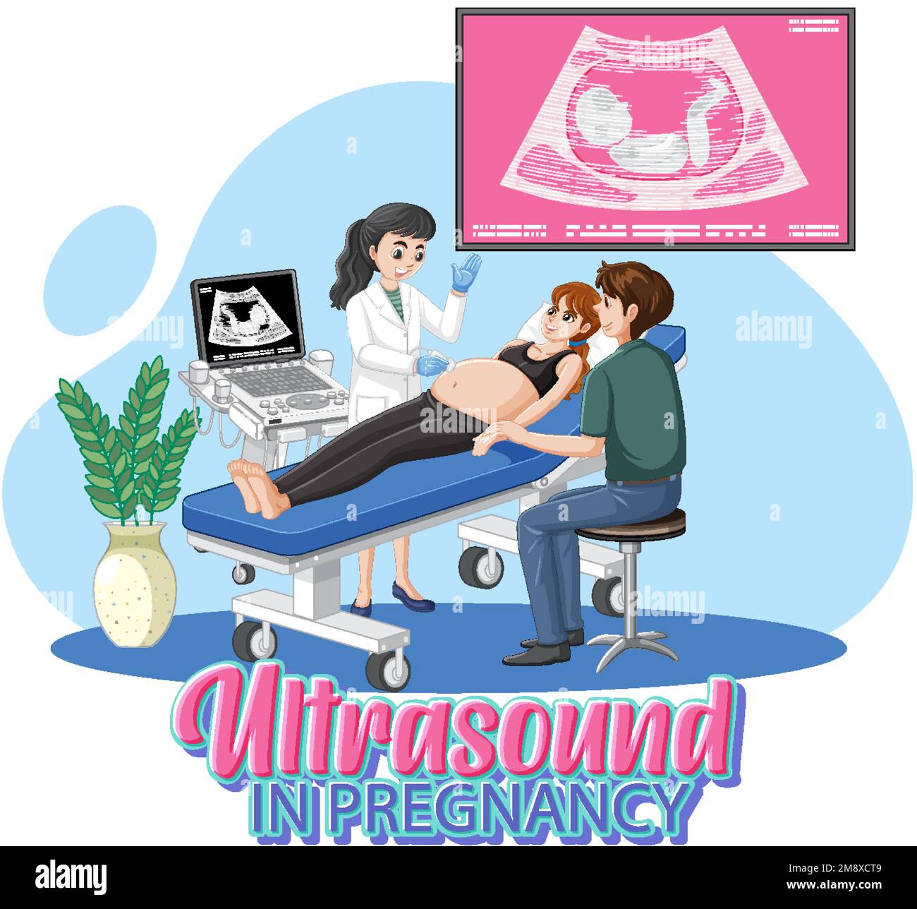 Ultrasound in pregnancy for banner or poster design illustration Stock