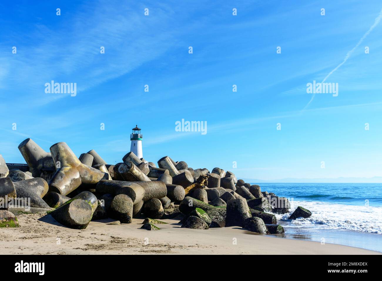 Concrete blocks protecting the jetty of Santa Cruz Harbor. Santa