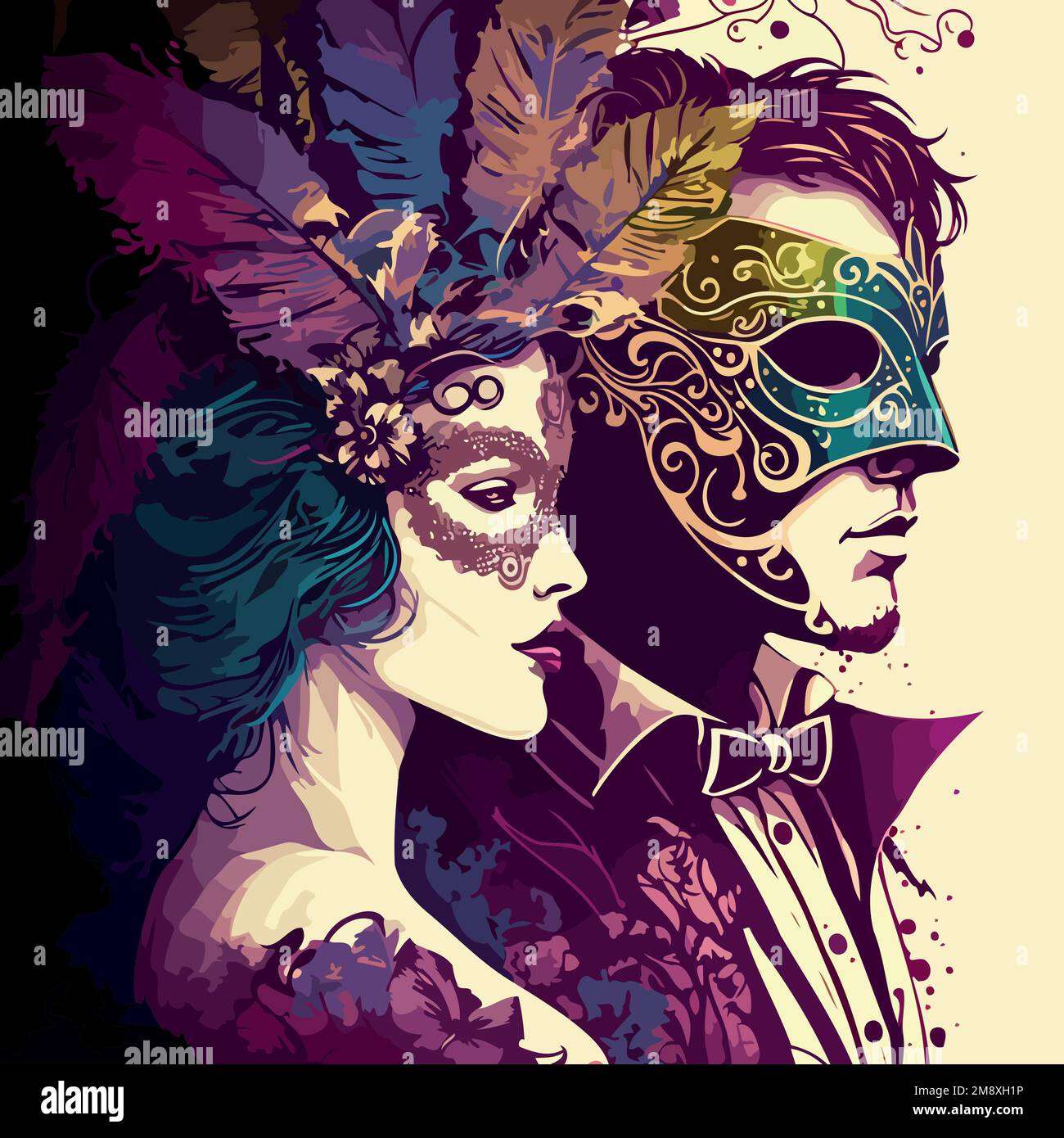 Illustration of fictional characters stylishly dressed up for a