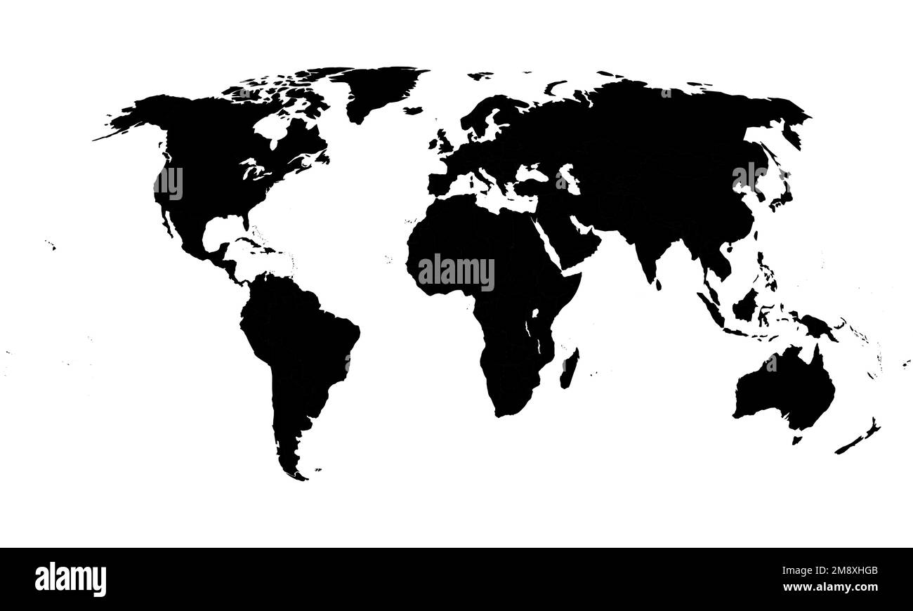 World Map in black and white. Vector Illustration. Stock Vector