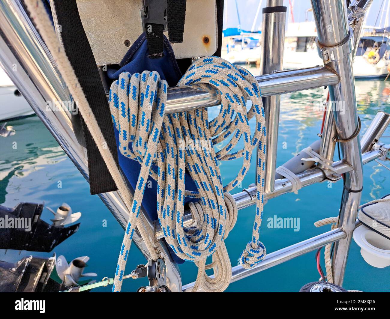 Rope on a sailboat Stock Photo Alamy