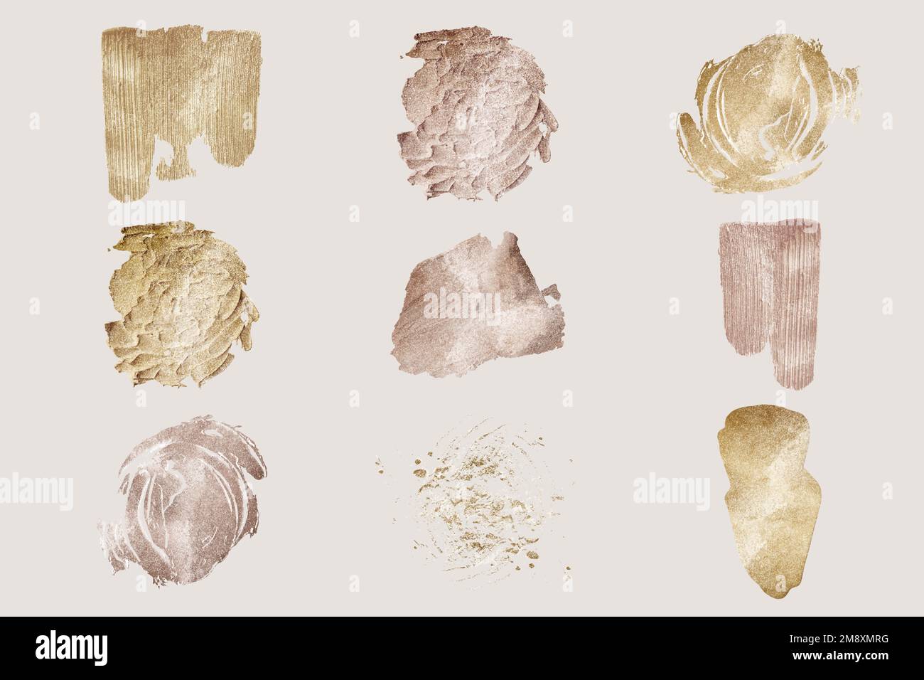 Smudged glitter gold paint vector set Stock Vector