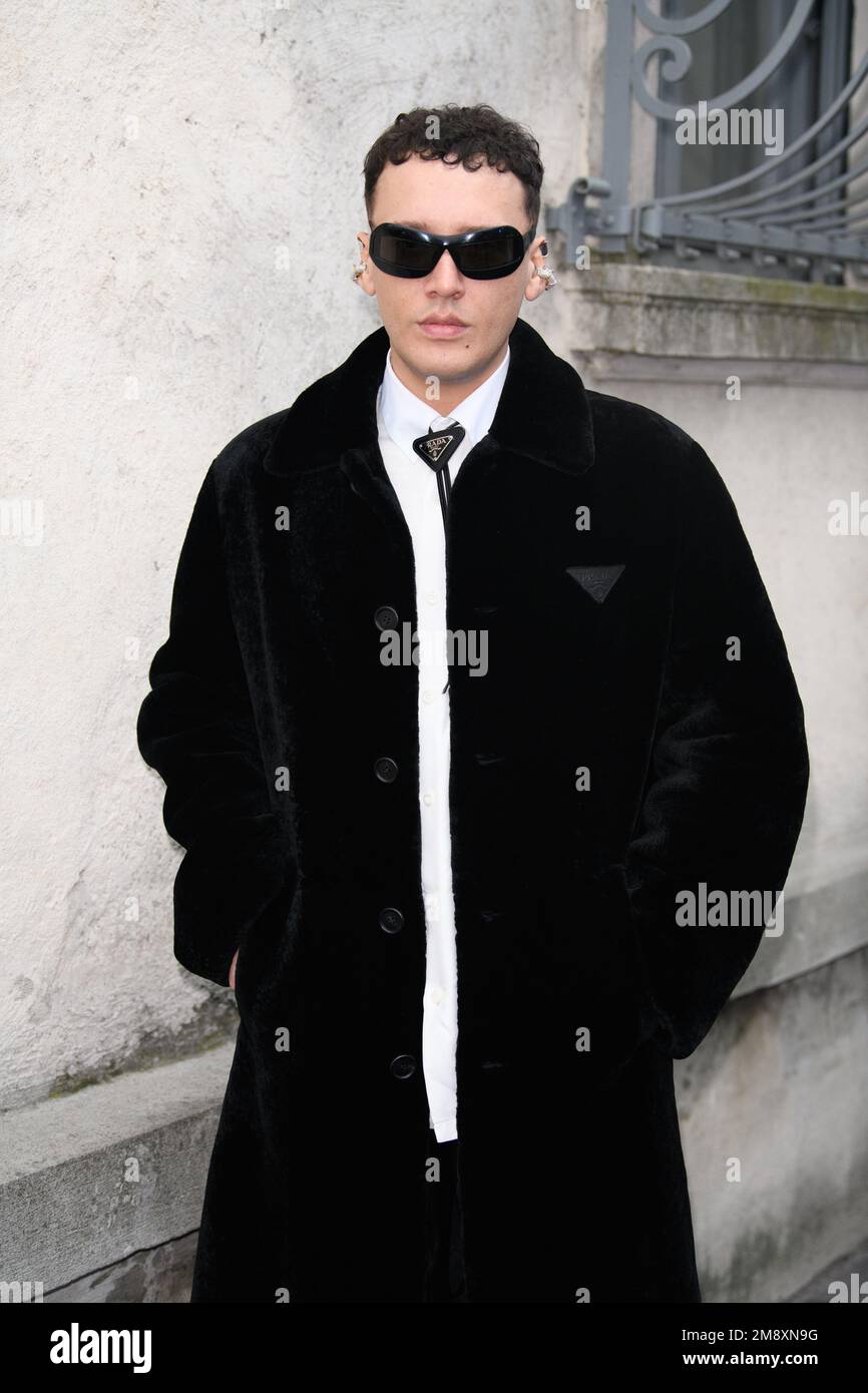 Guests outside Prada show during the Milano Men's Fashion Week Fall