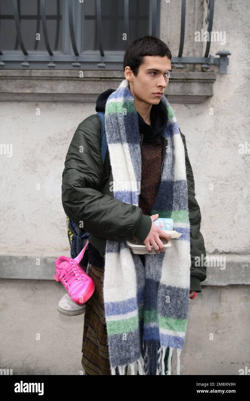 Guests outside Prada show during the Milano Men's Fashion Week Fall