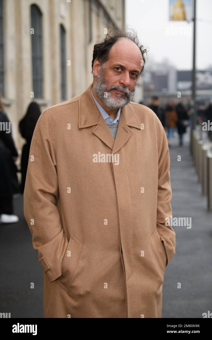 Film Director Luca Guadagnino outside Prada show during the Milano Men's Fashion Week Fall/Winter 2023/2024 Stock Photo