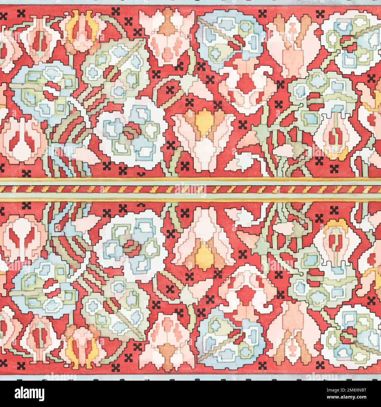 Art nouveau cyclamen flower pattern background vector Stock Vector