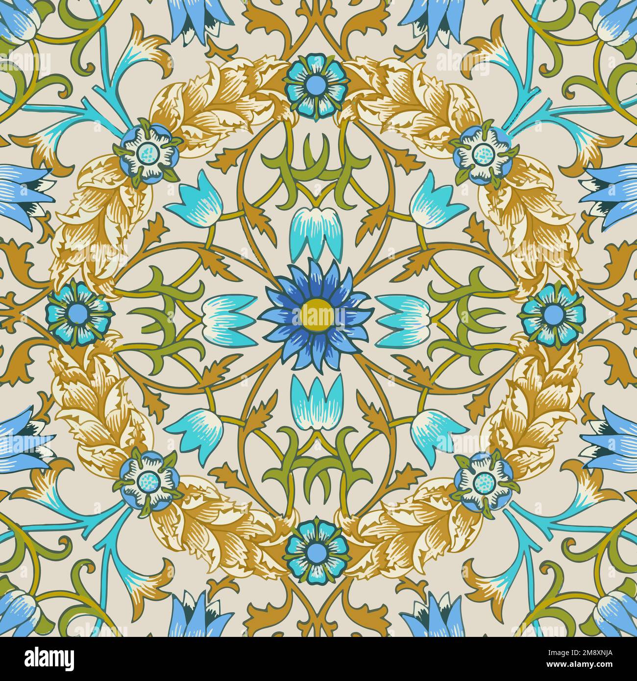 Decorative vintage flower ornament seamless pattern background vector ...