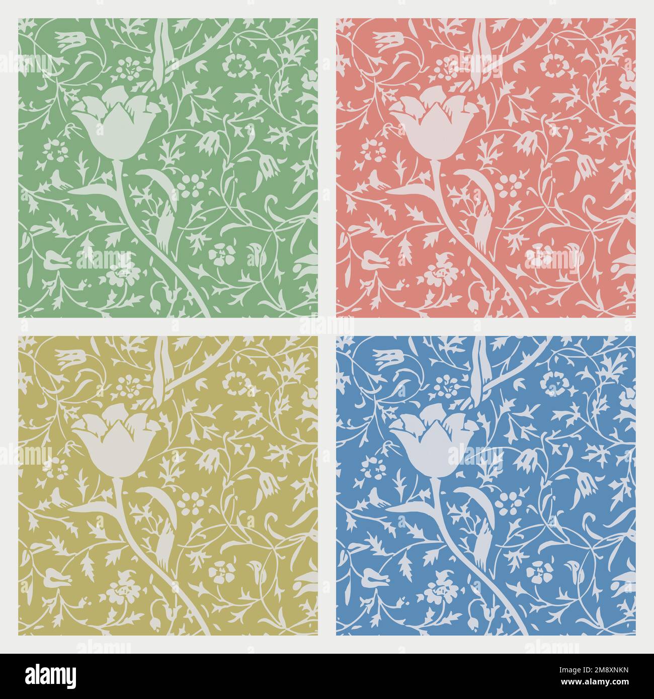 Vintage floral ornament seamless pattern background vector set Stock Vector
