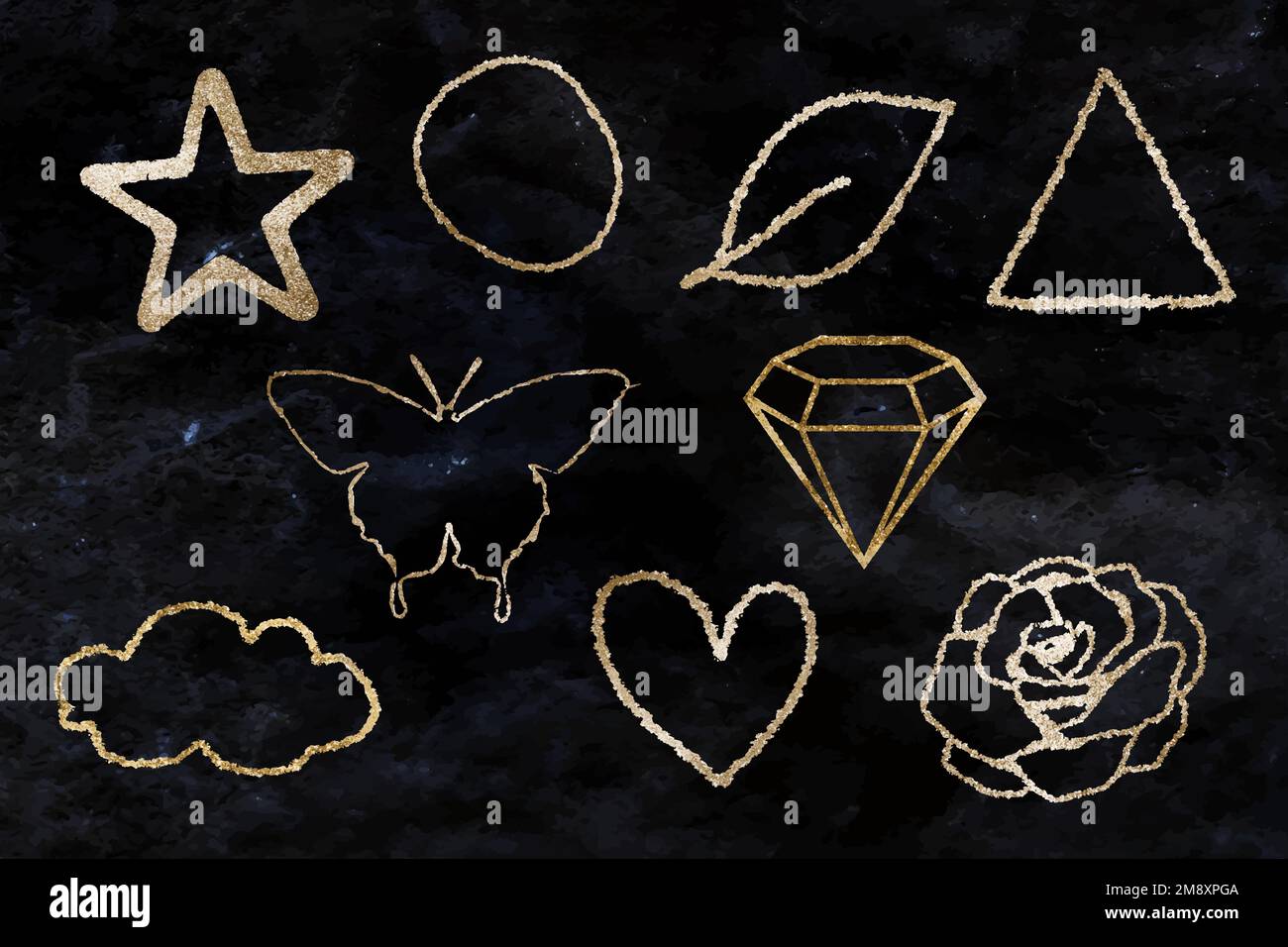 Shimmery gold icon vector set Stock Vector