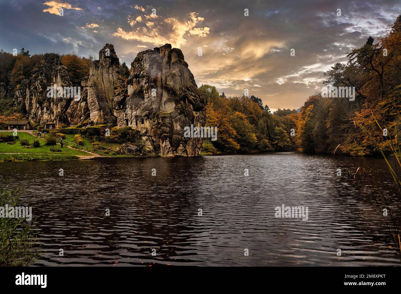 Cultural Monument Externsteine Nature Reserve at Wiembecke Pond, Upper