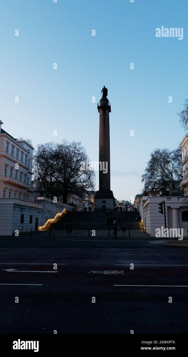 Duke of York column approaching sunset in Waterloo Place, London England Stock Photo