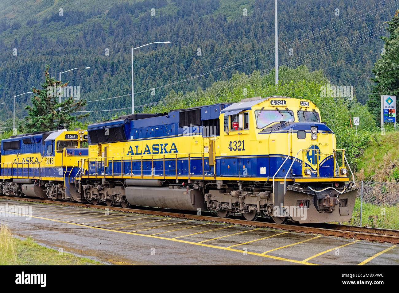 Alaska Railroad, and passenger cars, Seward, Kenai Peninsula