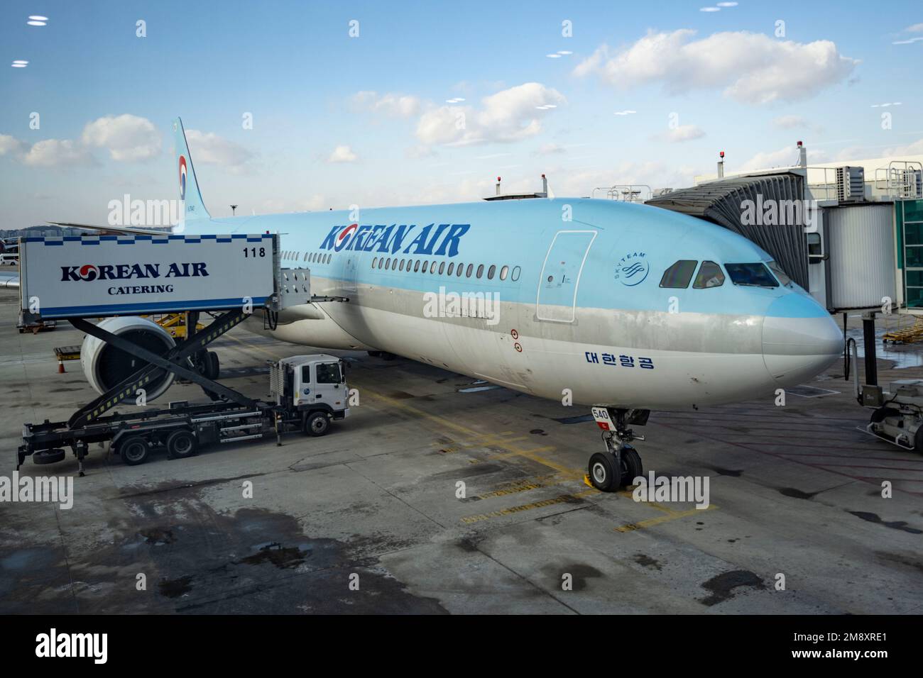 Seoul, Korea. 22nd Dec, 2022. A Korean Air Airbus A330 is prepared for