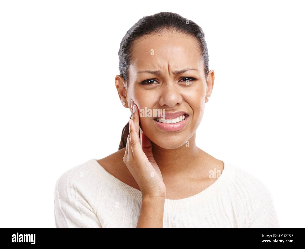 Black woman, face and toothache pain for dental care, mouth injury or