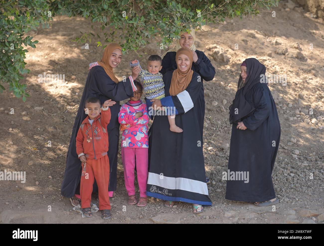 Women and Children Group, Esna, Egypt Stock Photo