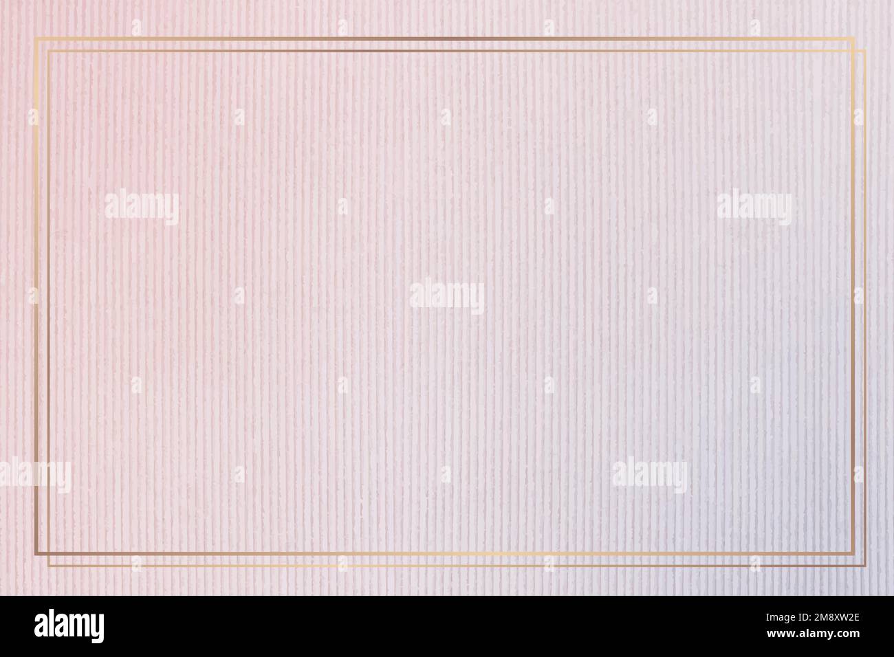 Rectangle gold frame on pink corduroy textured background vector Stock Vector