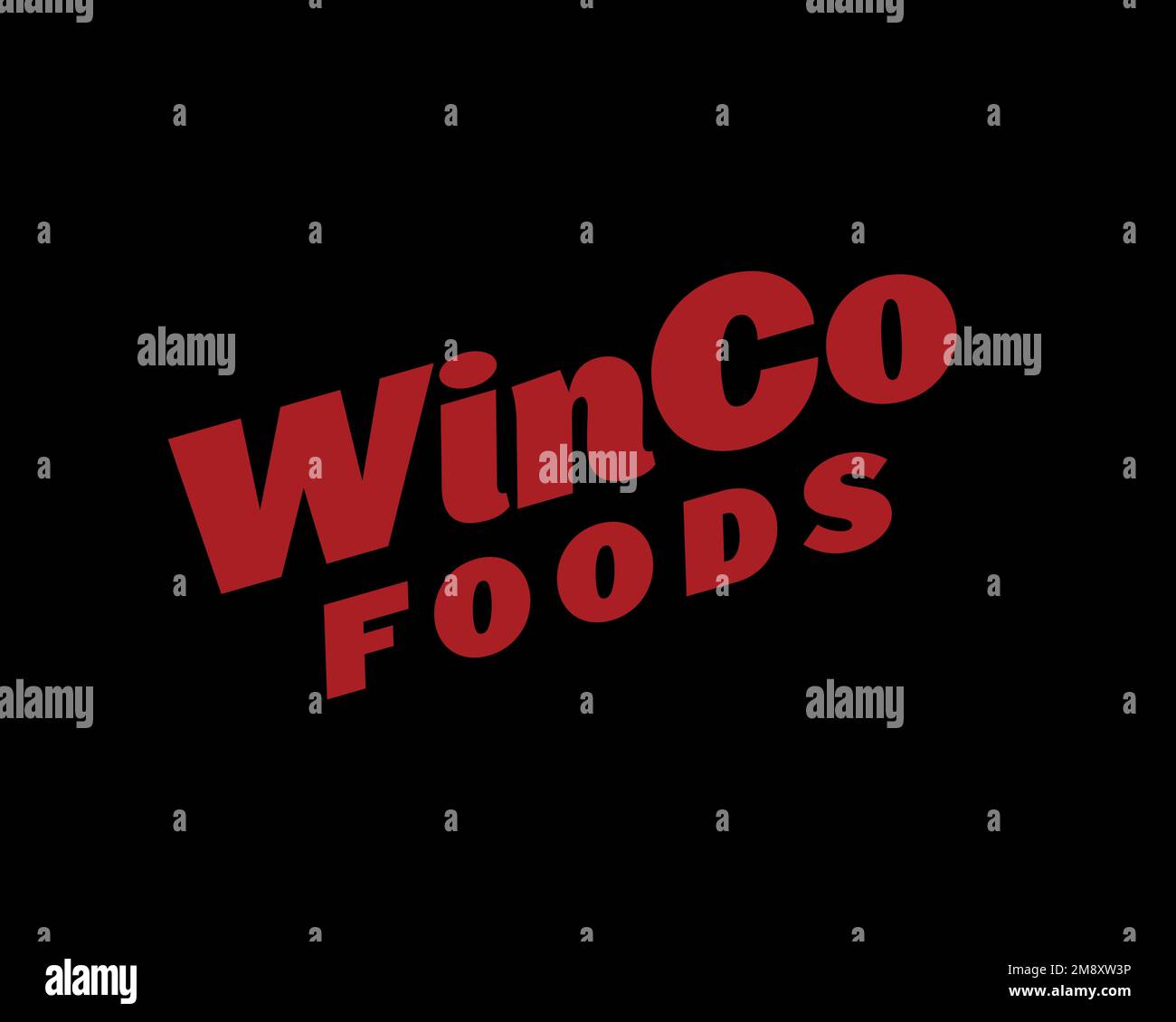 WinCo Foods, rotated logo, black background Stock Photo - Alamy