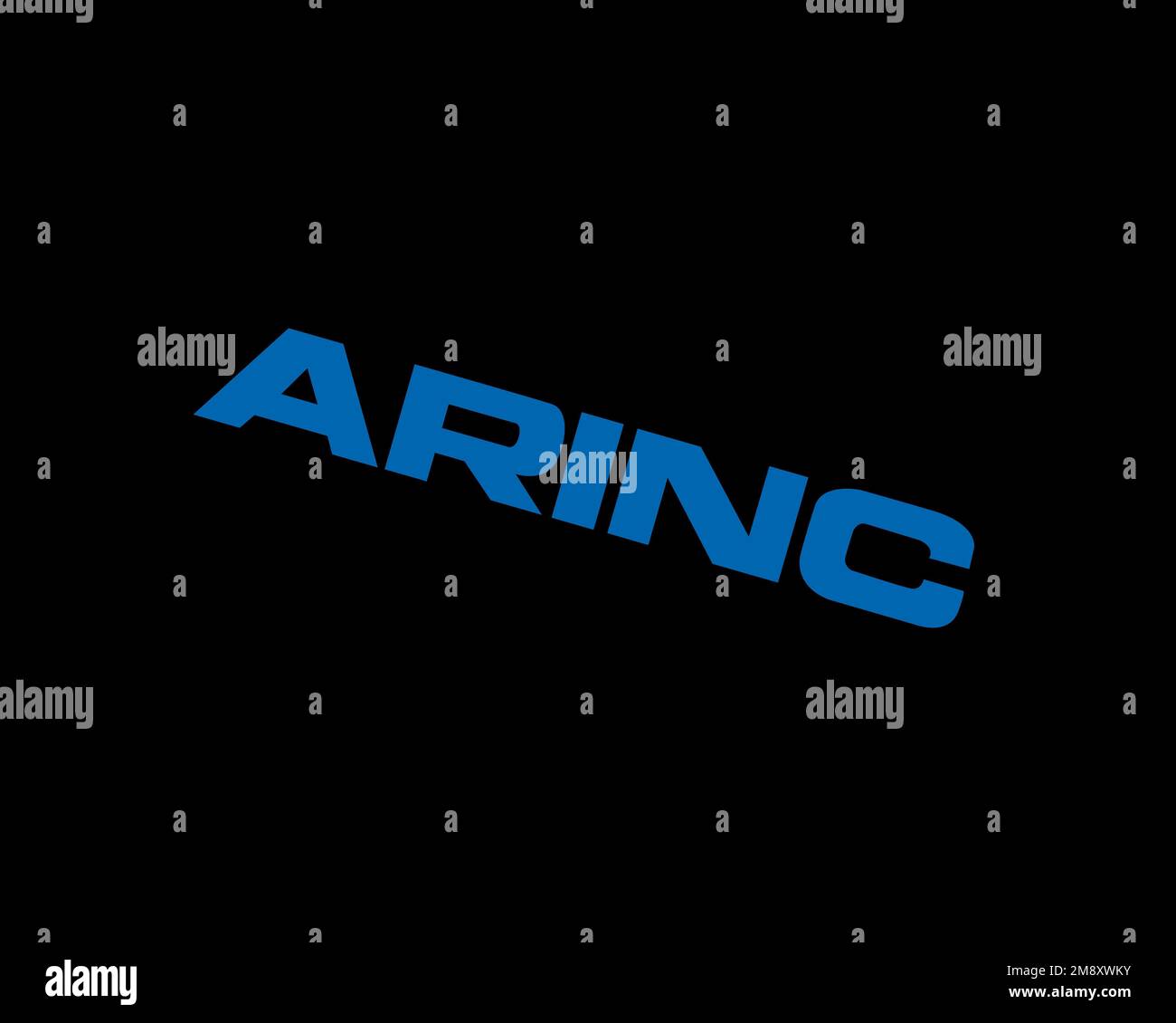 ARINC, rotated logo, black background B Stock Photo