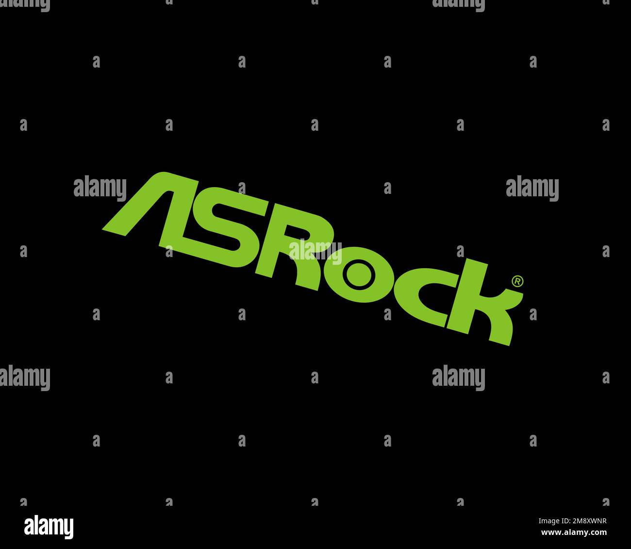 ASRock, rotated logo, black background B Stock Photo - Alamy